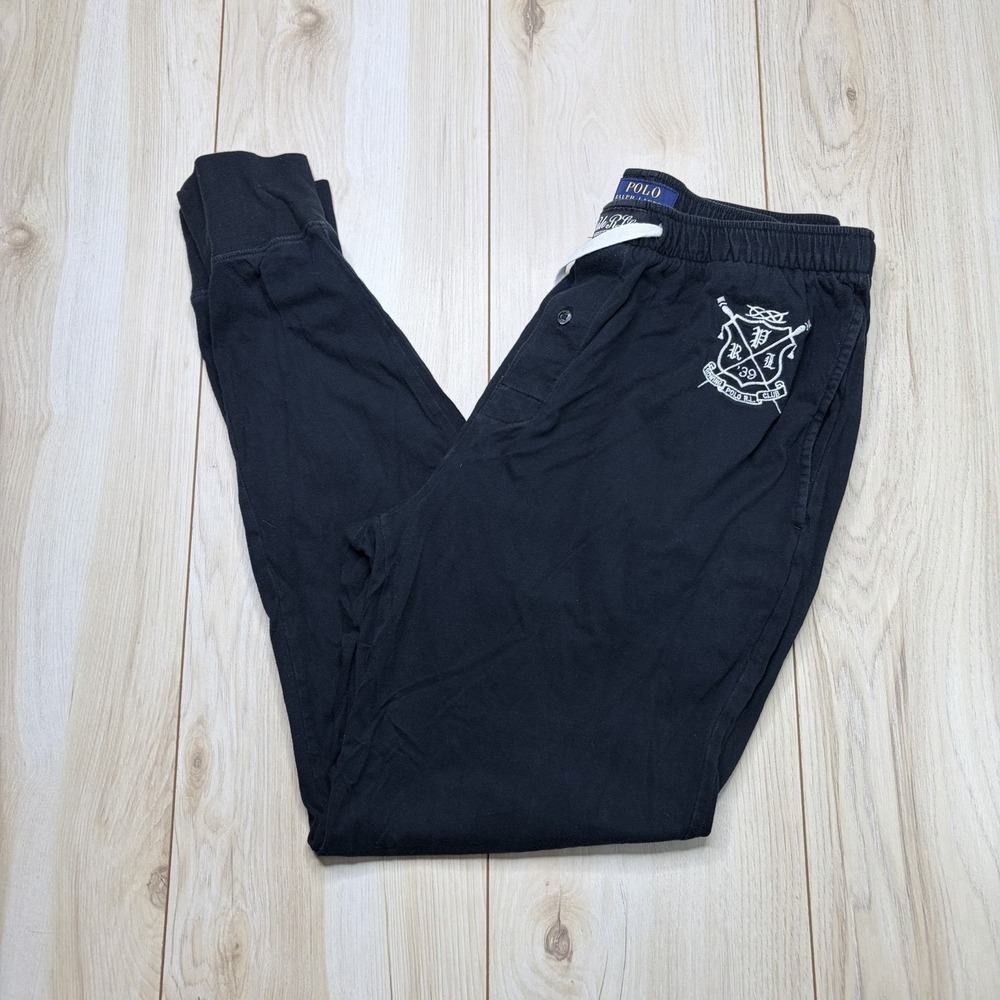 Polo Ralph Lauren Men's Sleepwear Rowing Club Jogger Pants Black Medium Logo